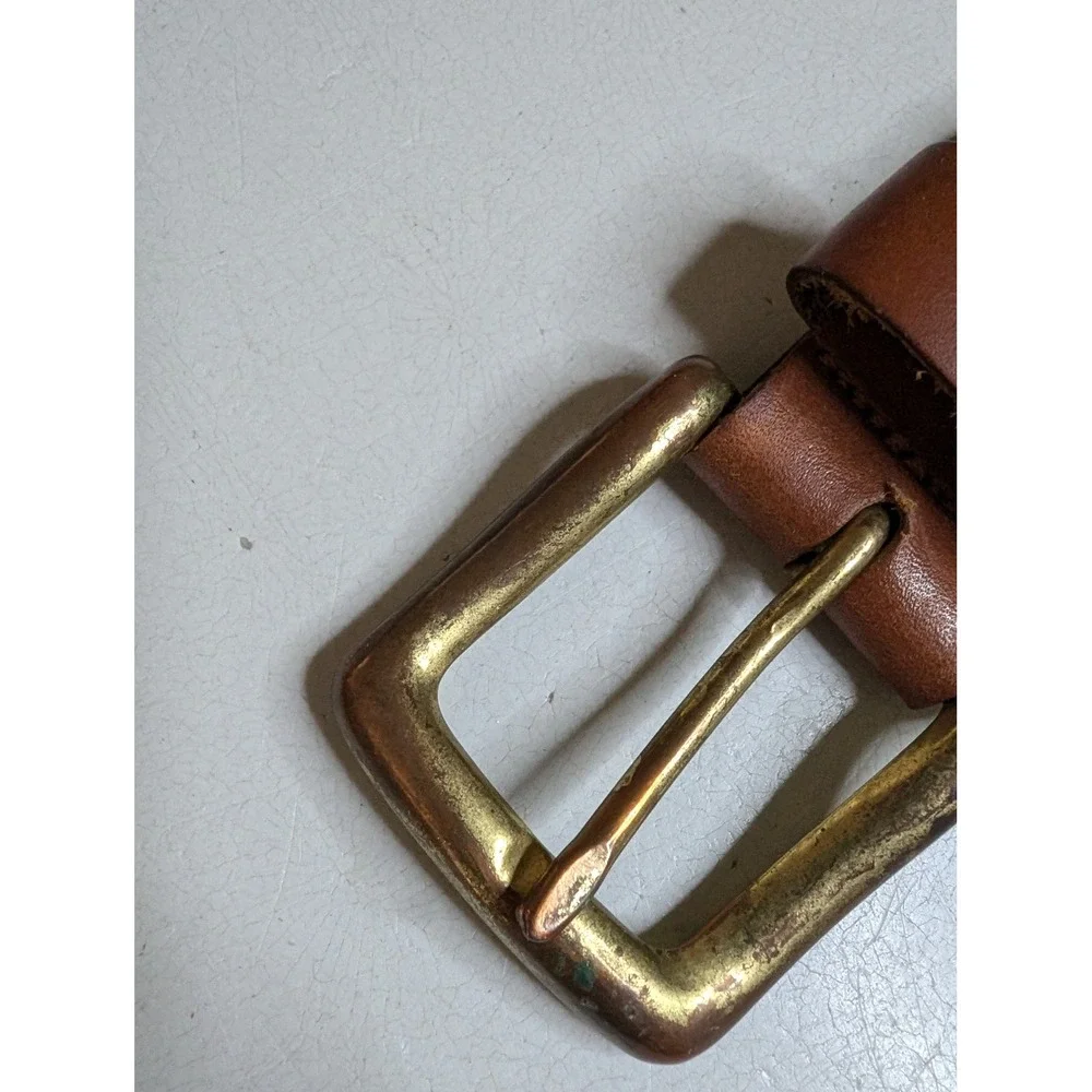 Polo Ralph Lauren Mens Braided Leather Belt Brown 40 Argentina Brass Buckle